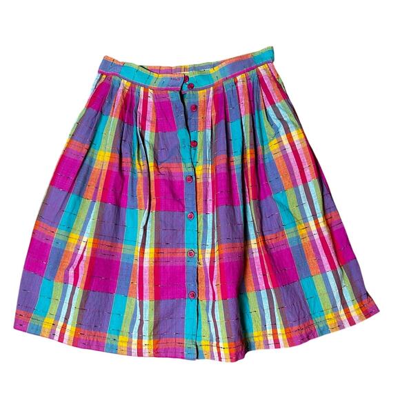 KLICK Made in India Vintage Multicolor Women's Button-Down Front Skirt - Picture 1 of 8